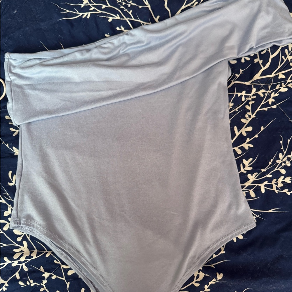 One-Shoulder Light Blue Bodysuit